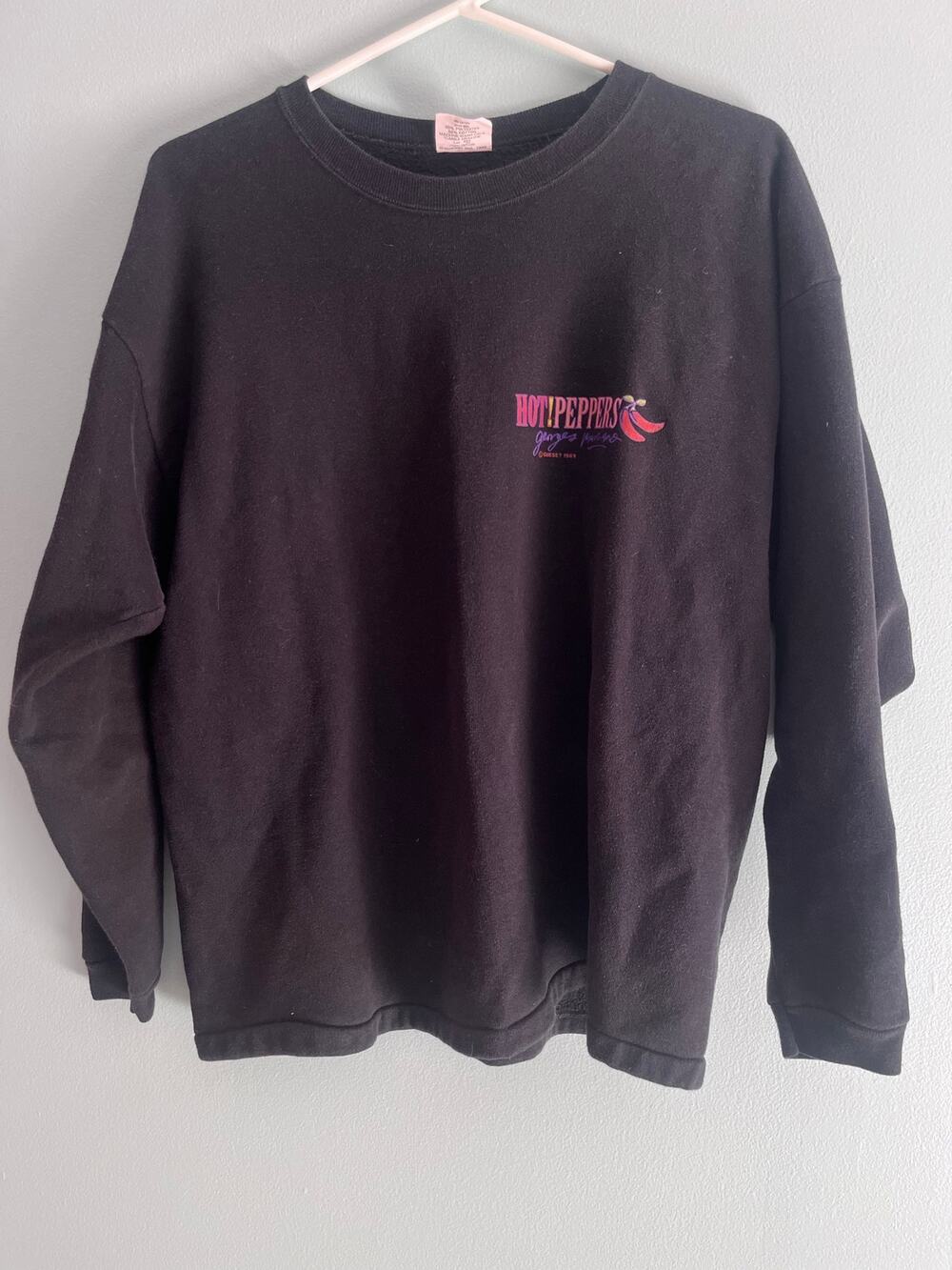 Vintage 90s GUESS Hot Peppers Crewneck Sweatshirt Black One Size